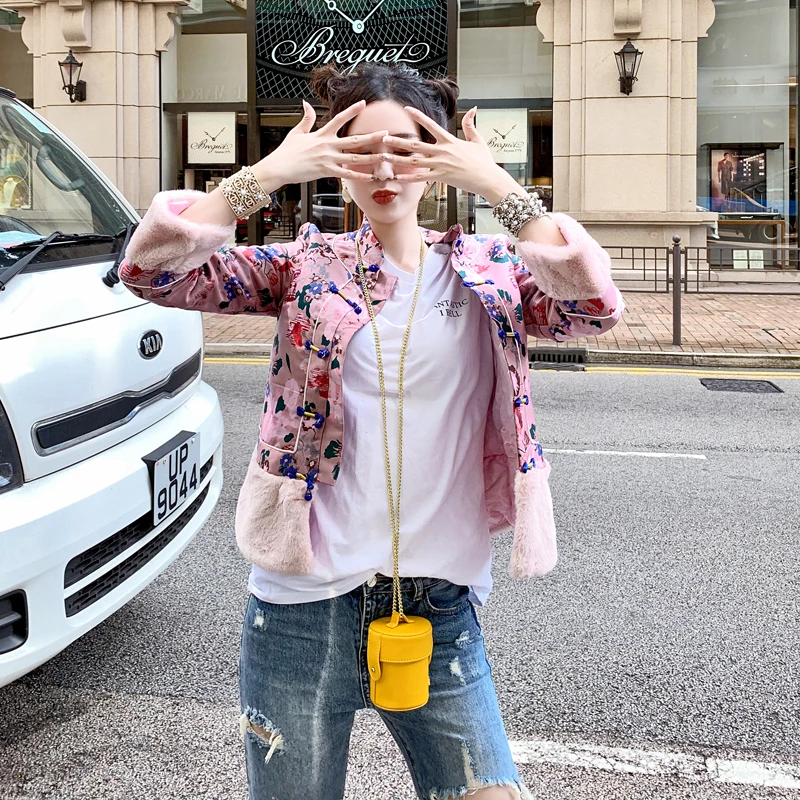 Зимние китайские традиционные женские куртки с воротником-стойкой |