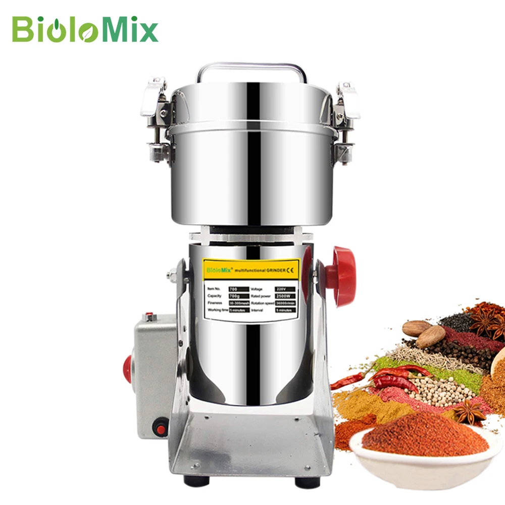 Biolomix 700g grãos especiarias hebals cereais café moedor de alimentos secos moinho moagem máquina gristmill casa farinha em pó triturador