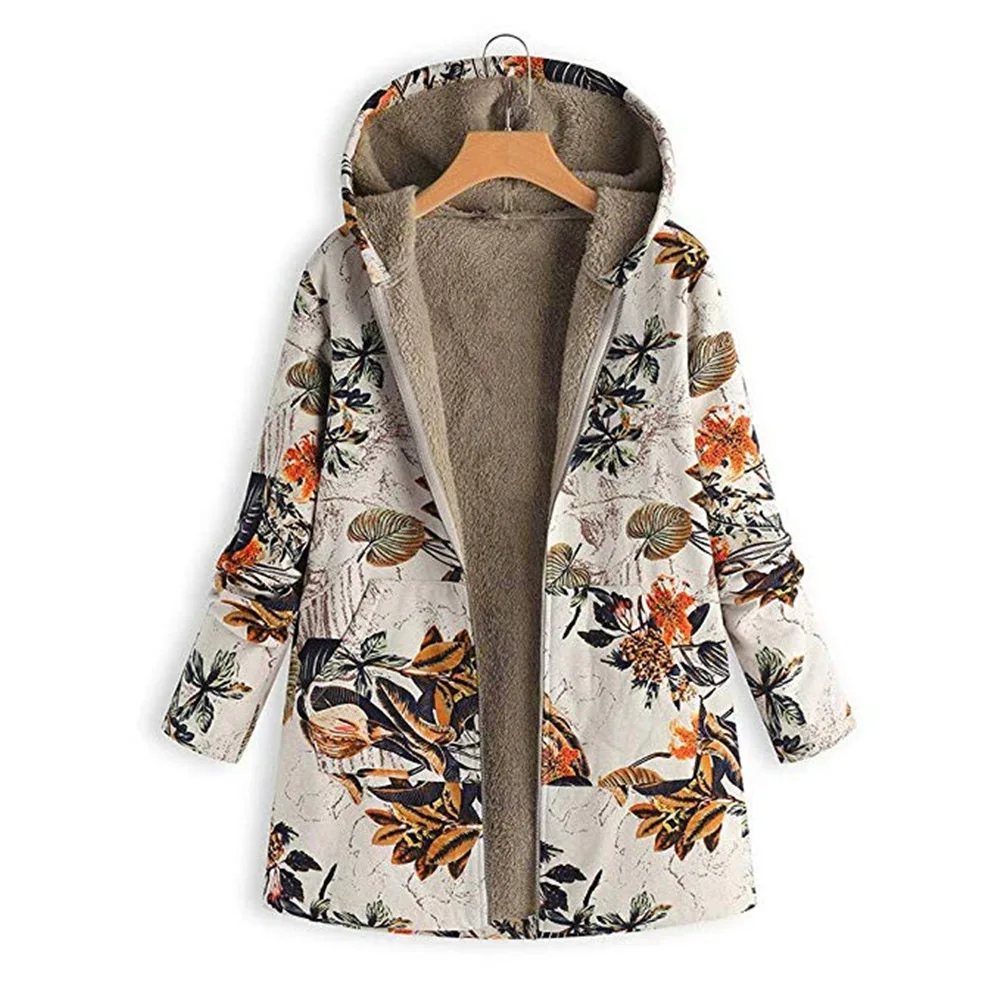

2020 winter padded jacket women's warmth fashion plus fleece hooded jacket trend new printed blouse long jacket women fashion