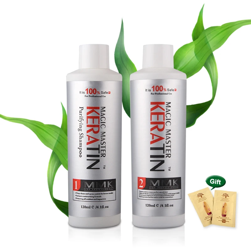 

Natural coconut oil Keratin MMK Hair Treatment and Straighten Free Formalin 120ml Magic Master Keratin+120ml Purifying shampoo