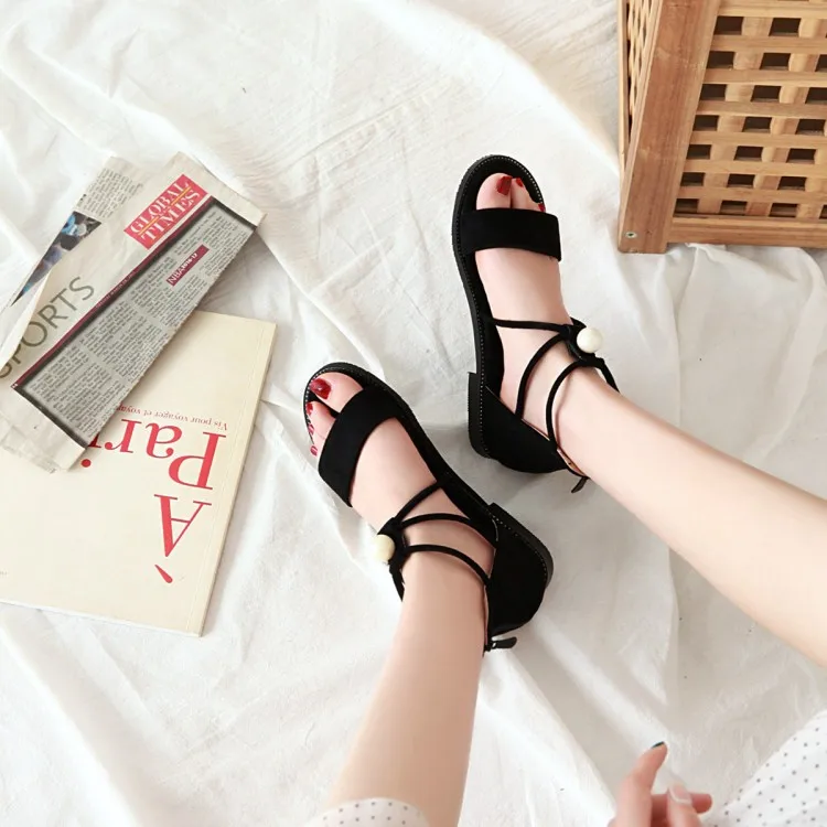 Большие размеры Летние сандалии на плоской подошве Женская обувь с открытым