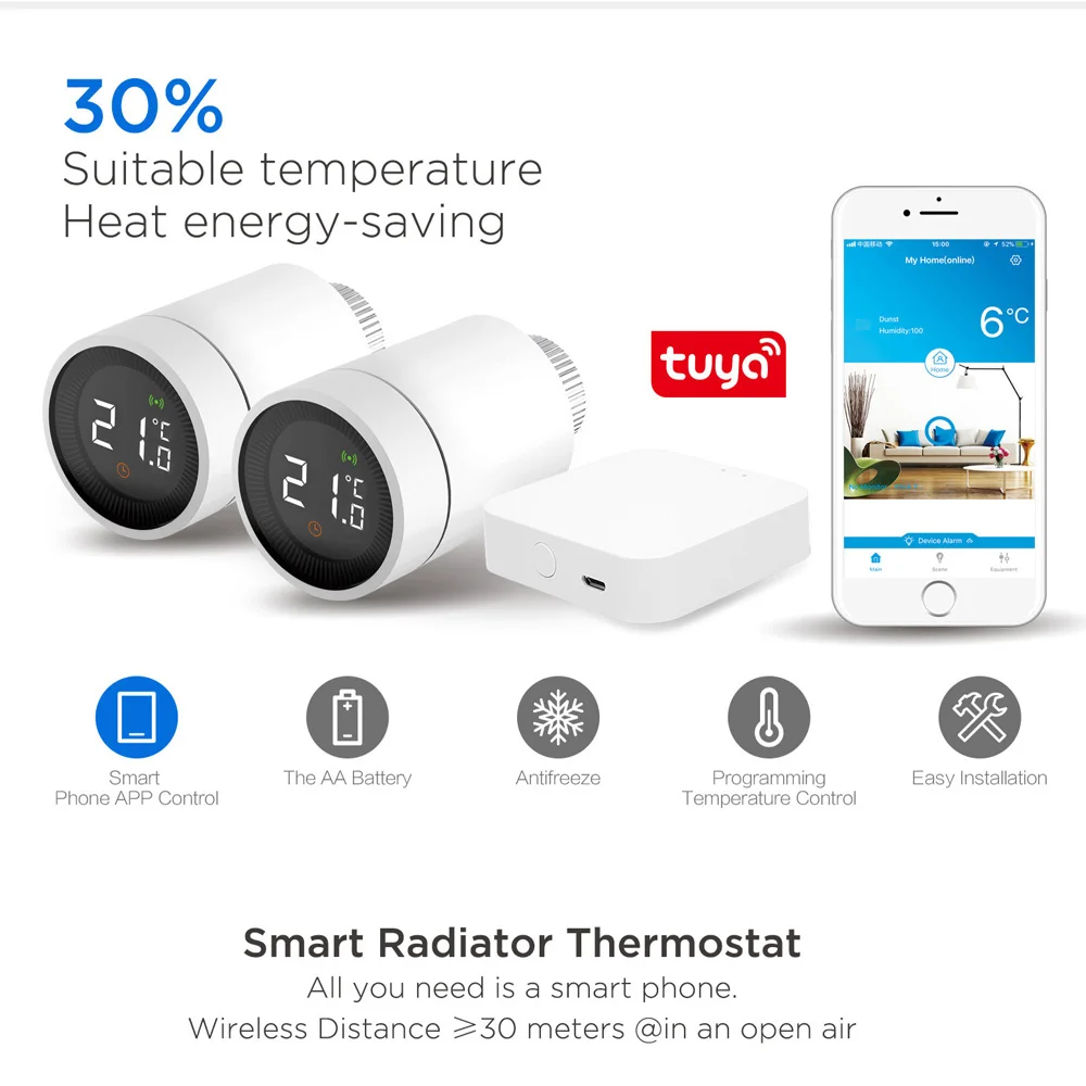 Привод клапана радиатора Tuya Smart Home ZigBee TRV для термостата программируемый