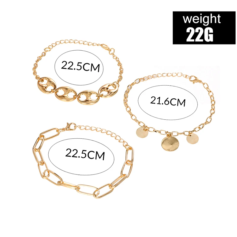 3 шт./компл. богемные браслеты индивидуальные круглые геометрические на цепочке