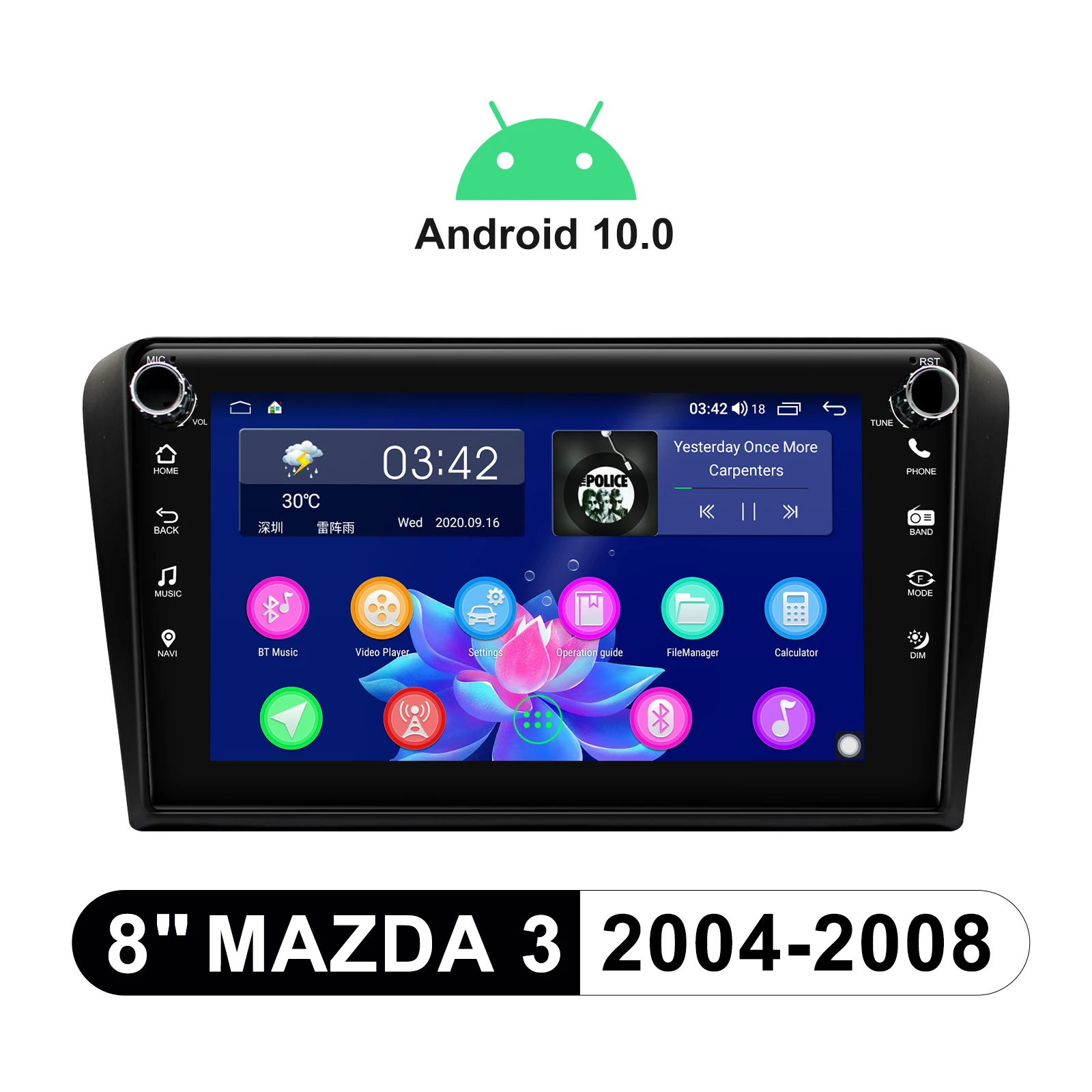 구매 8 인치 헤드 유닛 안드로이드 라디오 스테레오 자동차 멀티미디어 플레이어 1 Din 자동차 사운드 시스템 마즈다 3 2004-2008 무선 카플레이 4G