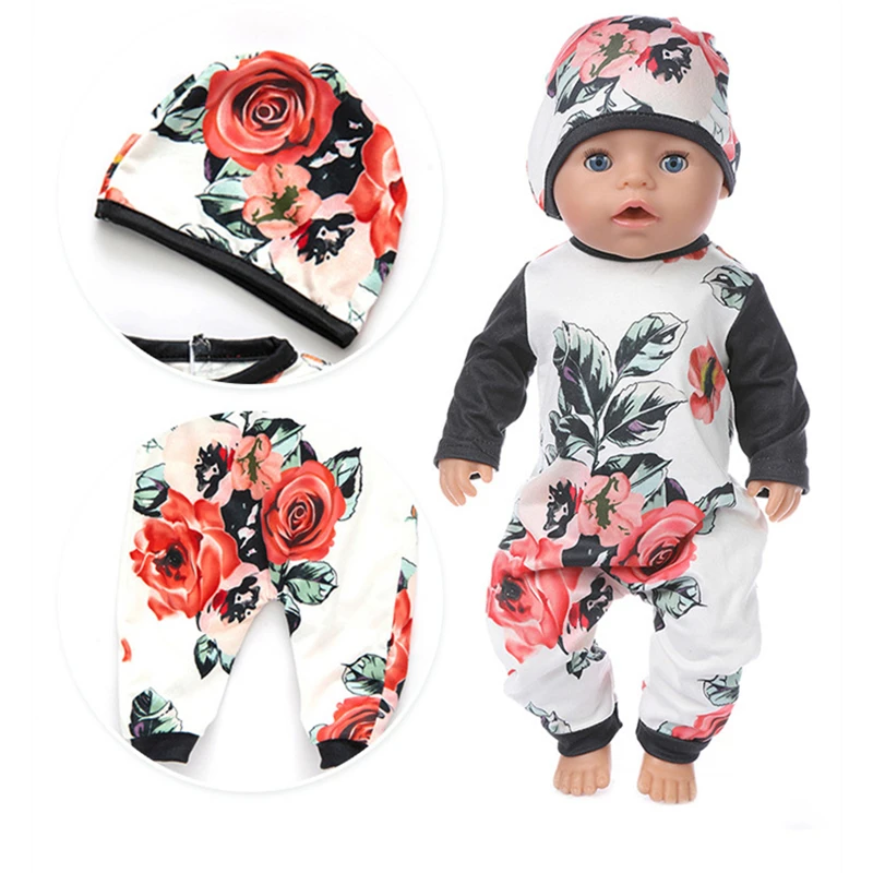 

18 Inch Doll Clothes Big Flowers Suit Interactive Toys for Girls Baby New Born Fit 43 cm Doll Reborn Clothes Dolls Accessories