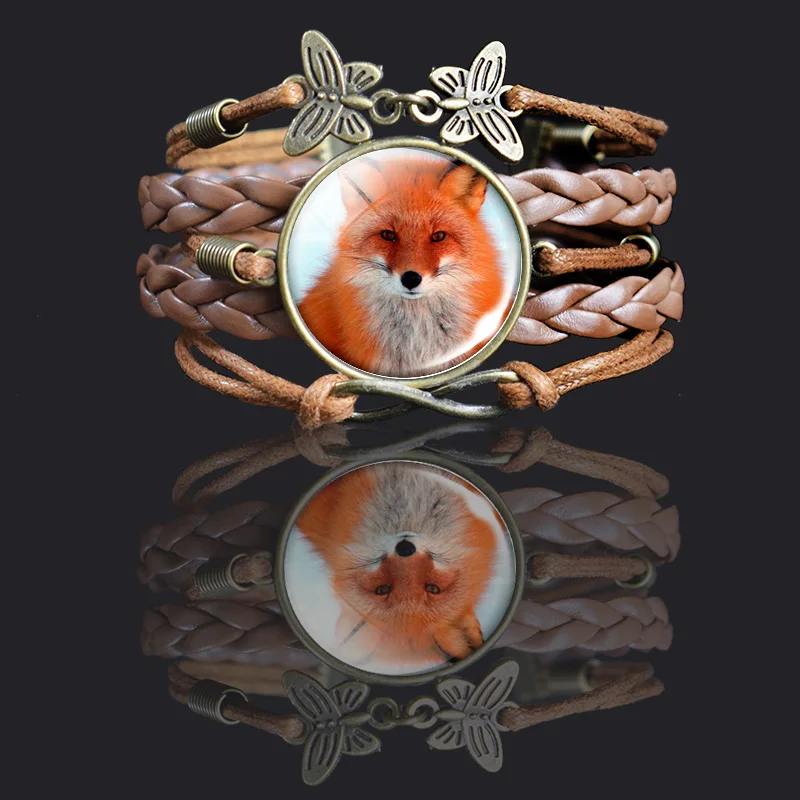Браслет ручной работы с изображением милой лисы для женщин и мужчин подарки