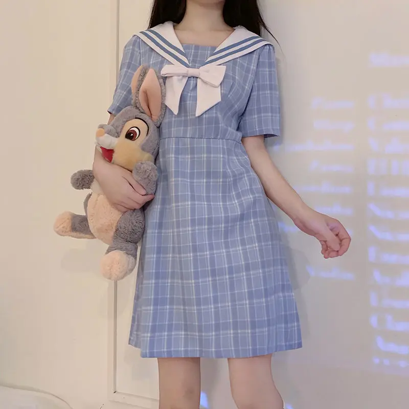 

New navy slim collar summer dress 202a