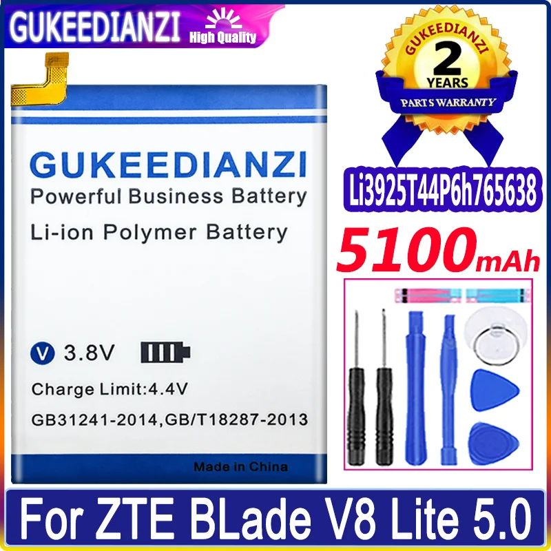 

5100mAh GUKEEDIANZI Li3925t44p6h765638 Battery For ZTE BLade V8 Lite V8Lite 5.0 inch