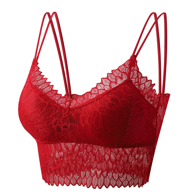 

Women Sexy Lace Underwear 2021 New Crop Top Camisole Wireless Bras Padded Seamless Push Up Brassiere Female Lingerie