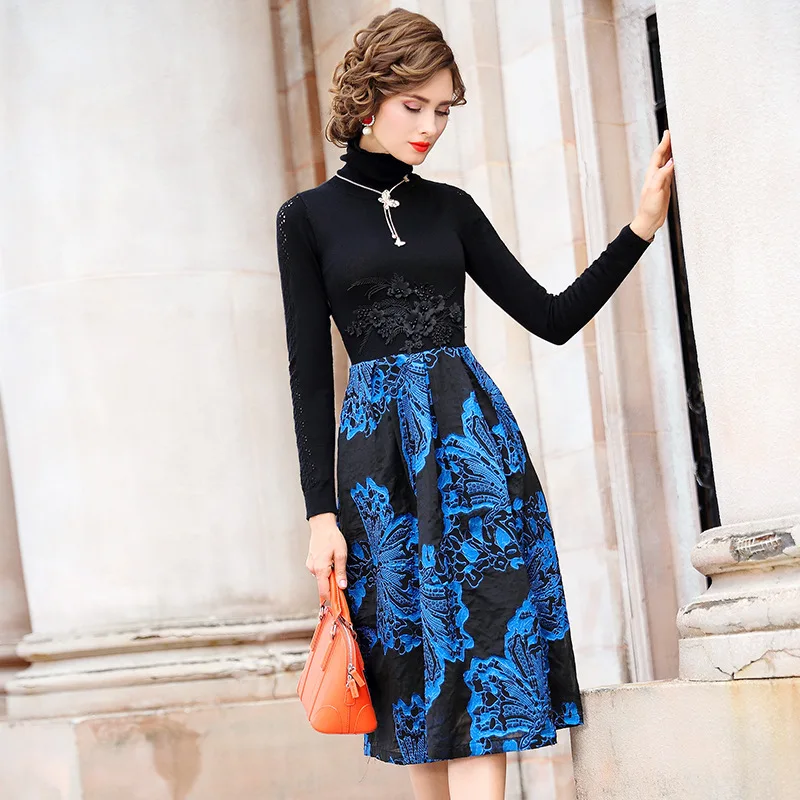 Новинка 2019 превосходное качество милые вечерние платья с цветами длинные рукава