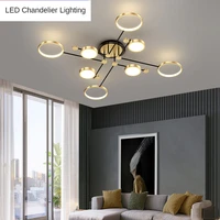 nordic led chandelier lighting for living room bedroom new lamp gold frame aluminum dropshipping indoor modern fixture light