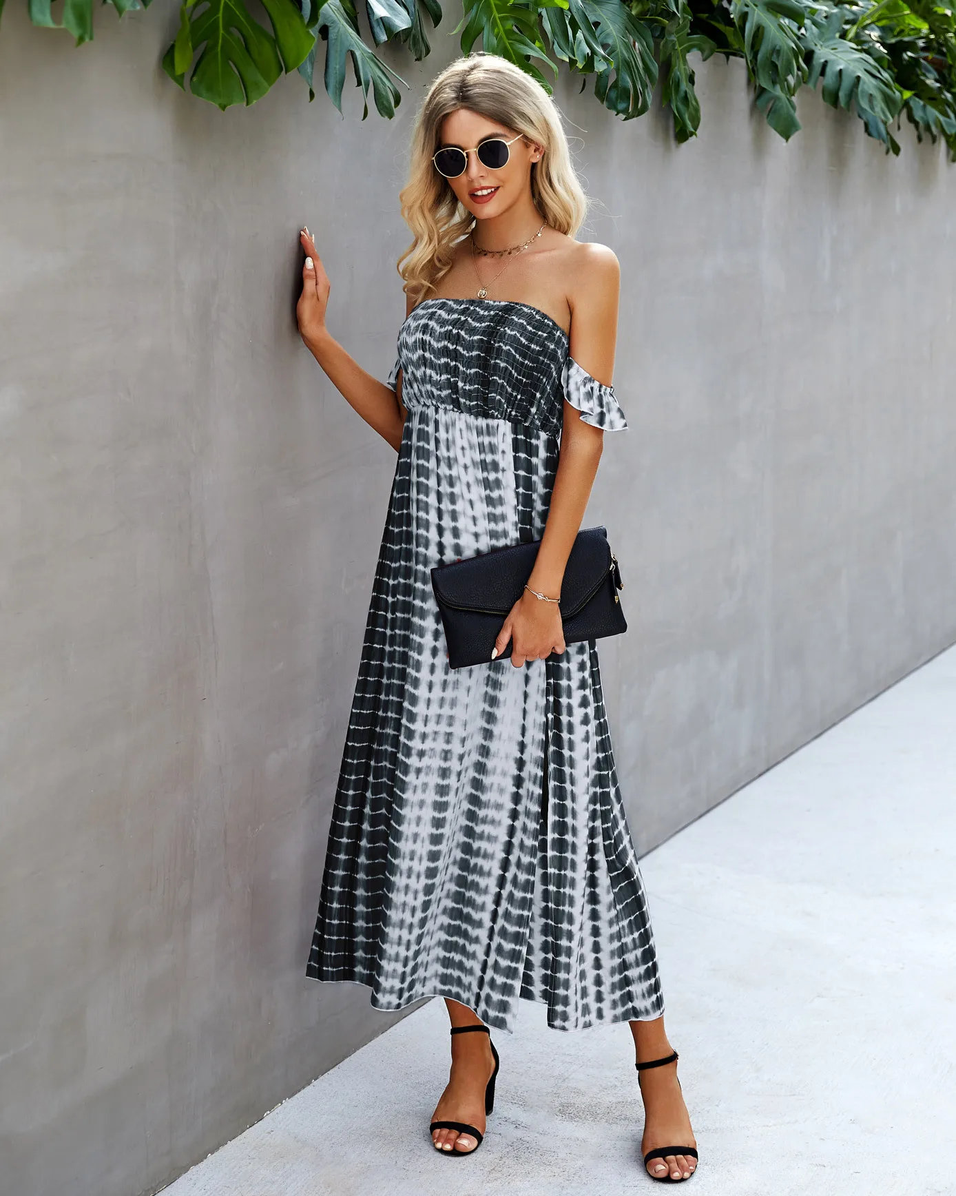

Amazon 2021summer Supply Fashion Tie-Dyed Sexy Tube Top Backless Women's Dress Lq212s6011