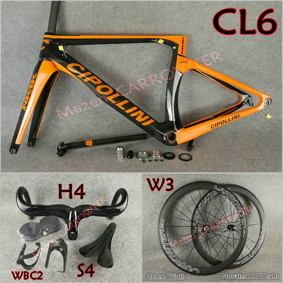 Packged for sale Оранжевый черный T1000 3K MCipollini NK1K карбоновая дорожная рама Cipollini карбоновый руль седло бутылки воды Клетки упакованы для продажи - Цвет: Packged for sale