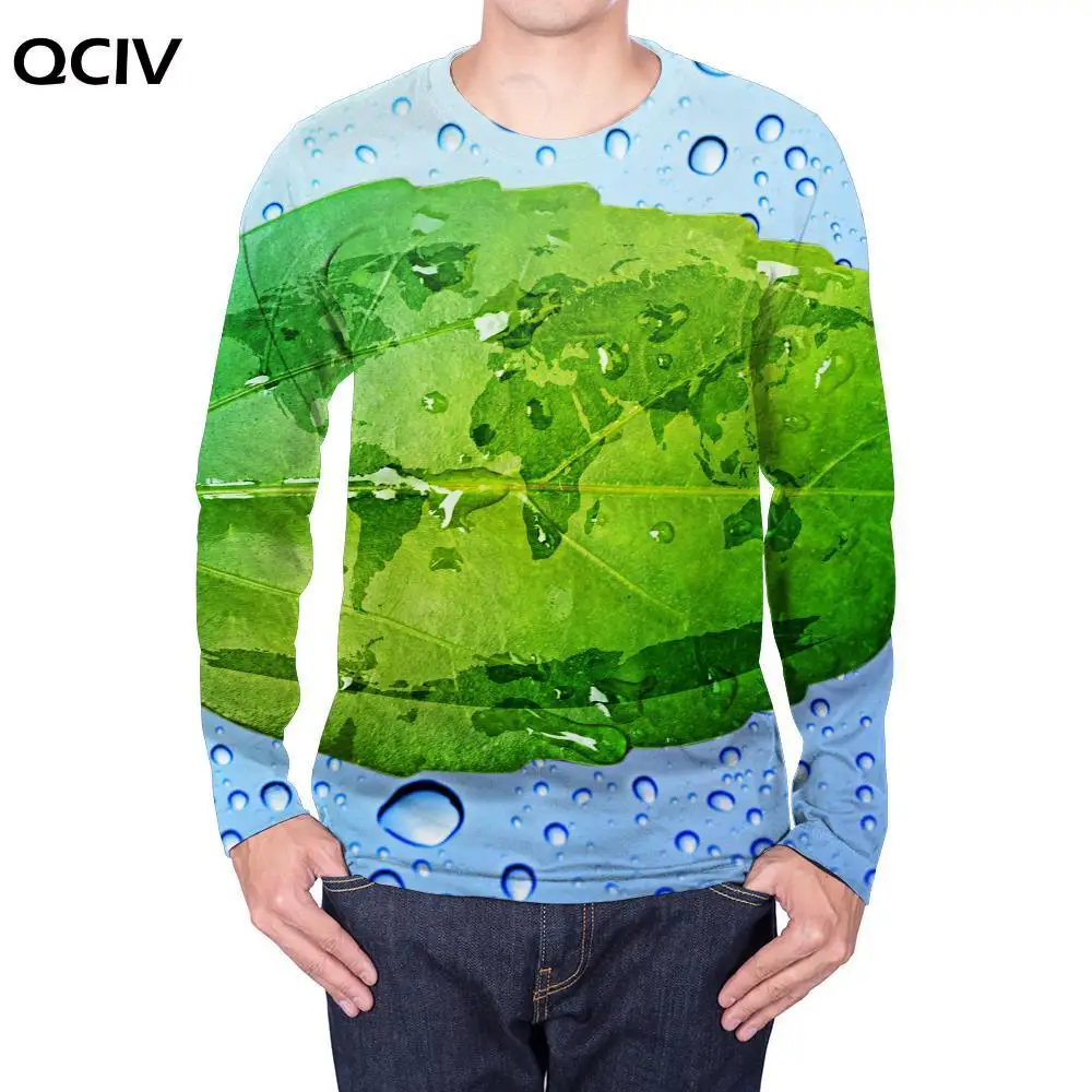 

QCIV Brand Map Long sleeve T shirt Men Leaf Punk Rock Graphics Hip hop Art Funny T shirts Mens Clothing Summer Streetwear