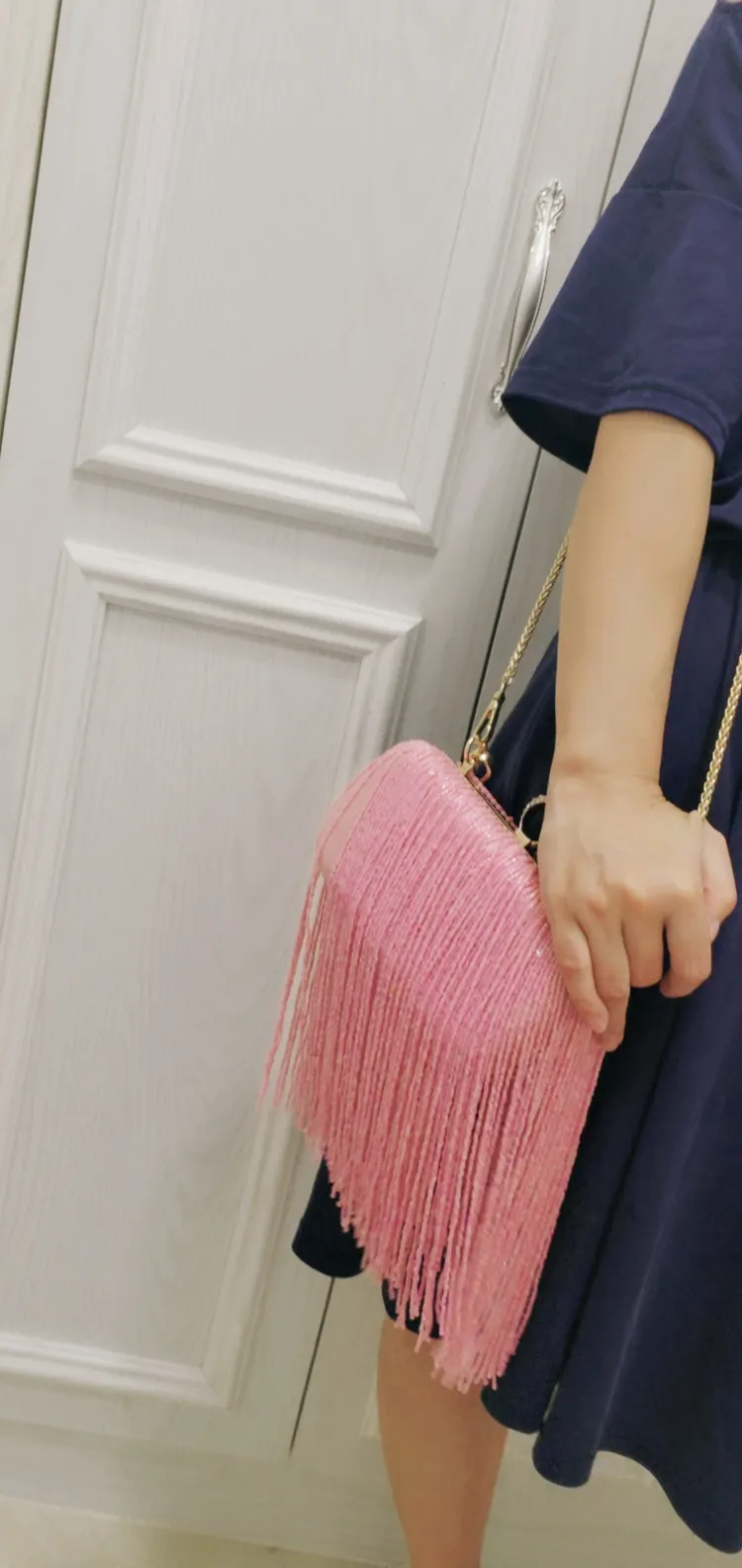 Women Tassel Fashion Ladies Clutch Bag Shoulder Handbags Female Party Wedding Evening Bag For Phone Purse