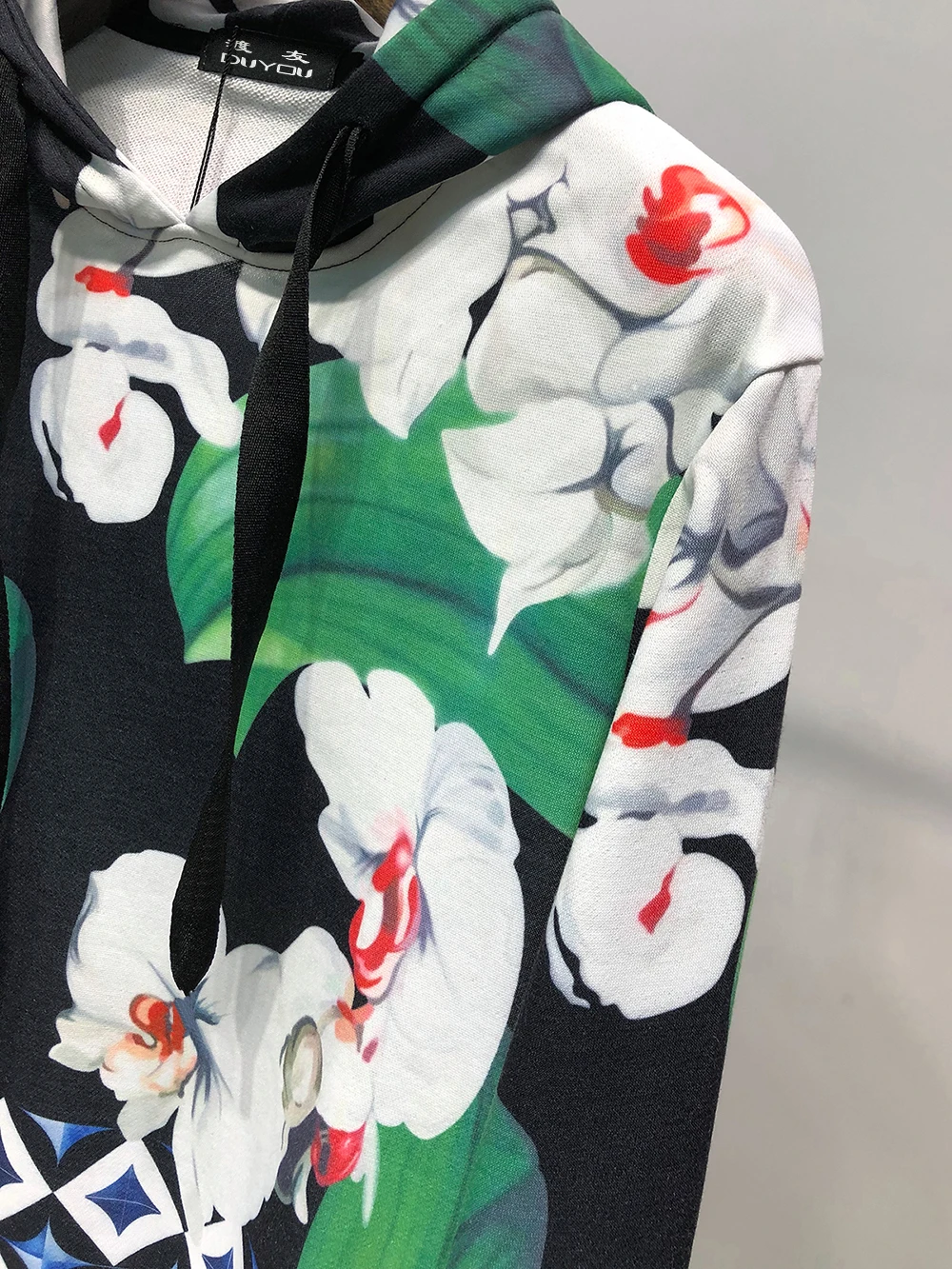 Худи DUYOU в китайском стиле с принтом орхидеи флисовые толстовки уличная одежда