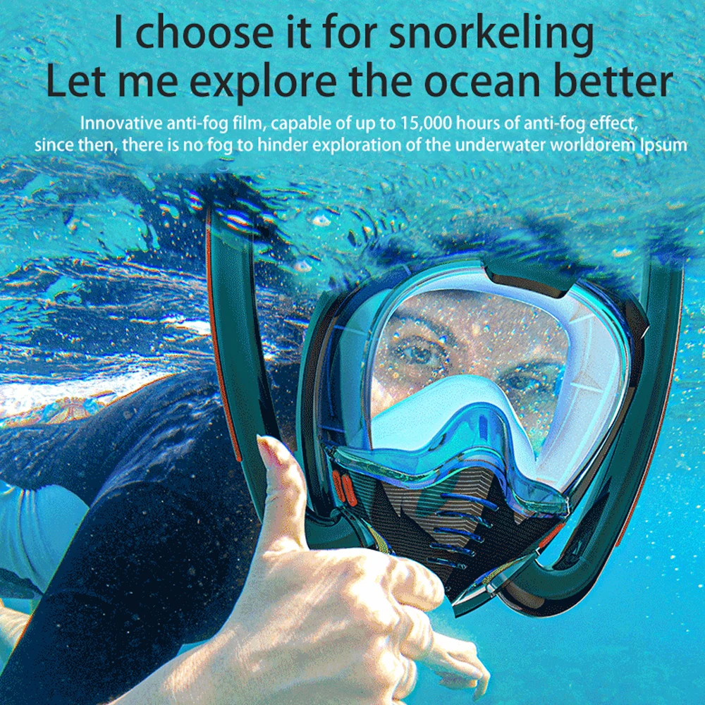 

Snorkeling Mask Double Tube Silicone Full Dry Diving Mask Adults Swimming Mask Diving Goggles Underwater Breathing Apparatus
