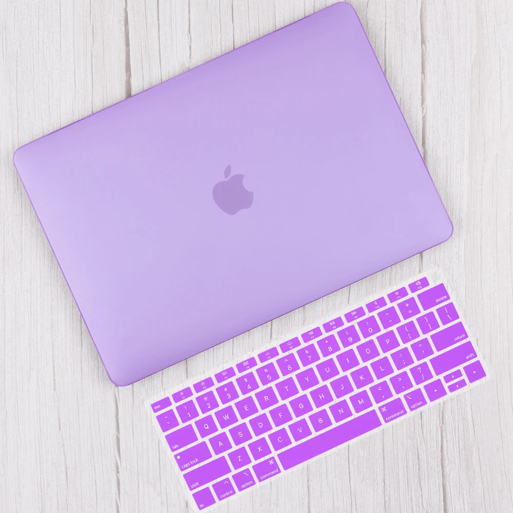 Purple Матовый и Кристальный жесткий чехол с клавиатурой для Macbook Pro 13 TouchBar A2159 Air 13 A1932 retina 11 12 13 15" - Цвет: Purple