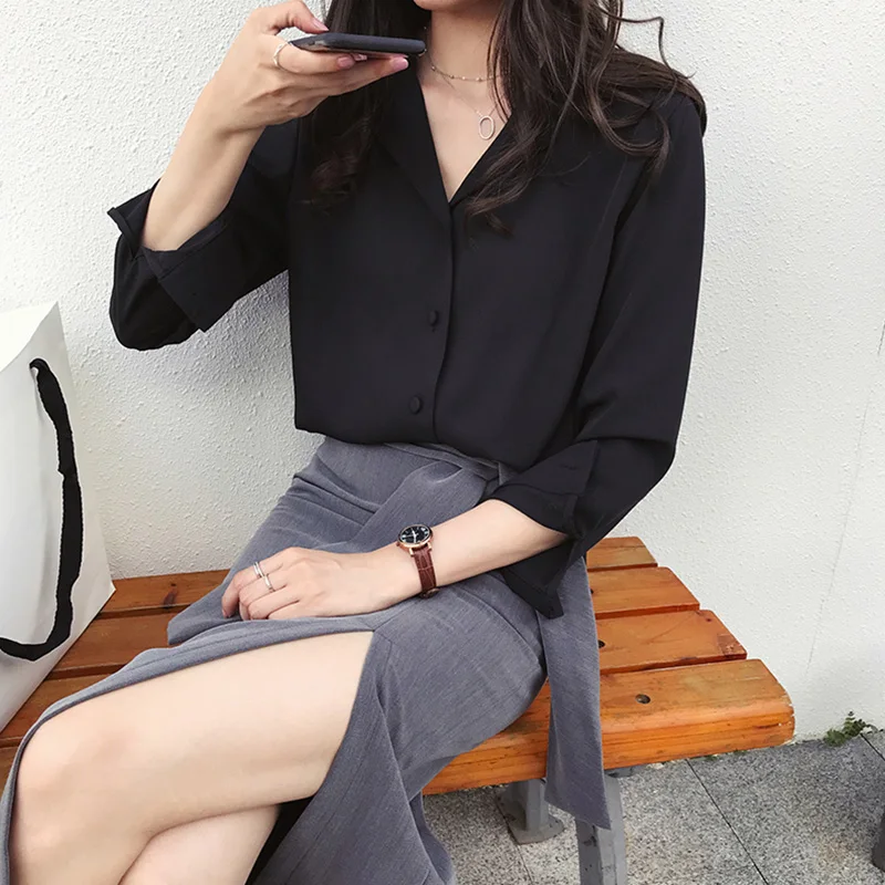 Женская блузка с длинным рукавом в Корейском стиле | одежда