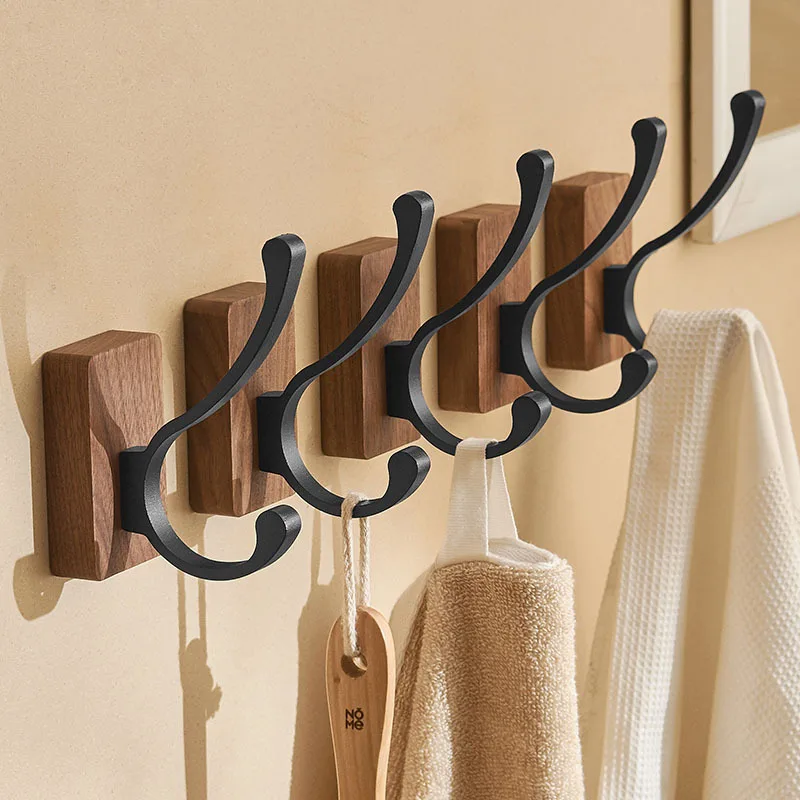 

5pcs solid wood clothes hook bathroom hook robe hooks