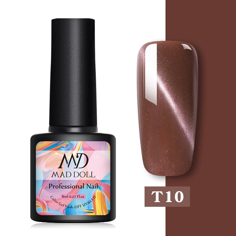 T10 MD MAD DOLL Магнитный Гель-лак голографический лак для ногтей кошачий глаз УФ Гель-лак Блестящий Гель-лак дизайн ногтей DIY маникюр - Цвет: T10