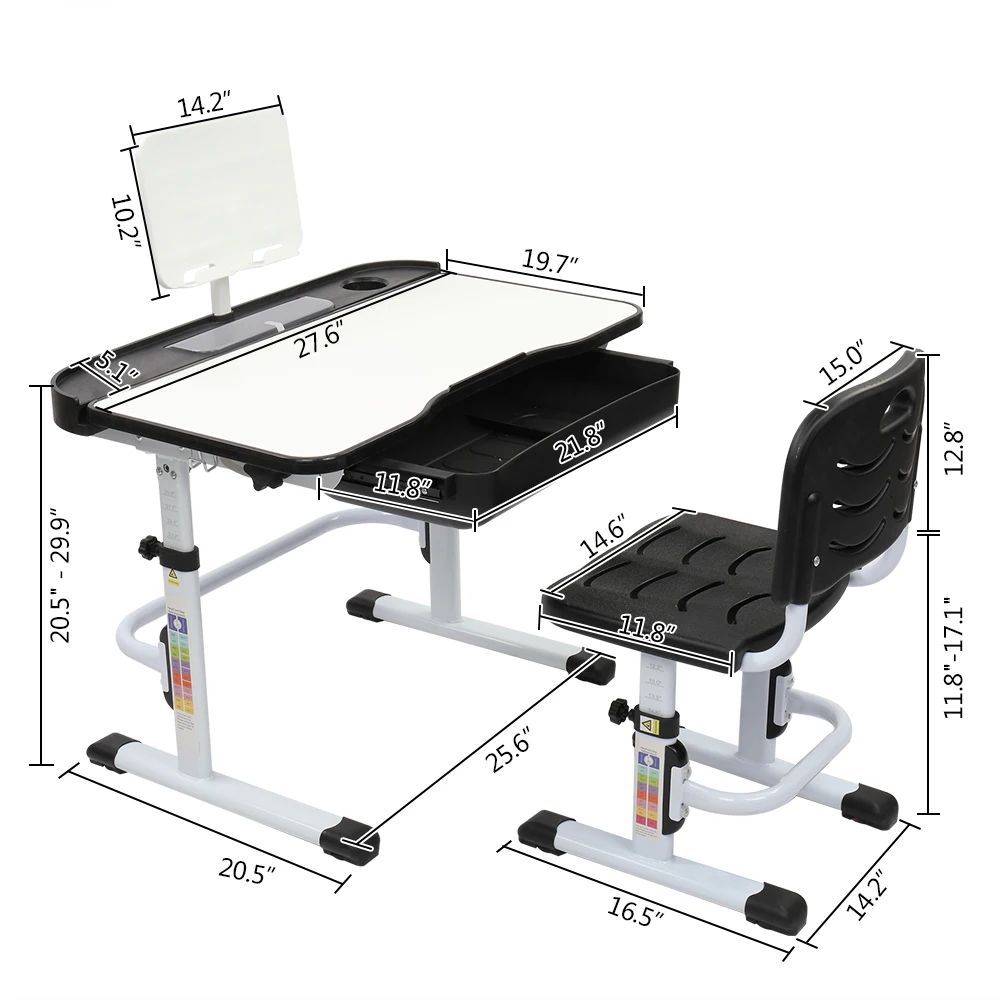 

70CM Lifting Table Top Can Tilt Learning Table And Chair Black With Reading Frame Suitable For Bedroom And Living Room Desk Set