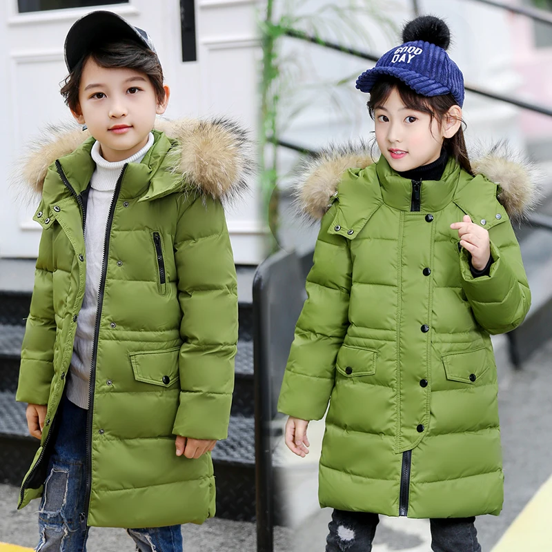 Модные детские пуховые куртки верхняя одежда зимние меховые пальто на утином
