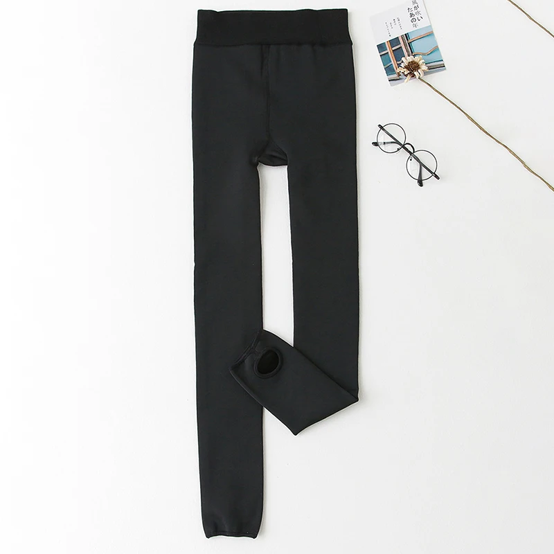 Ноги поддельные полупрозрачные теплые флисовые женские мягкие леггинсы с