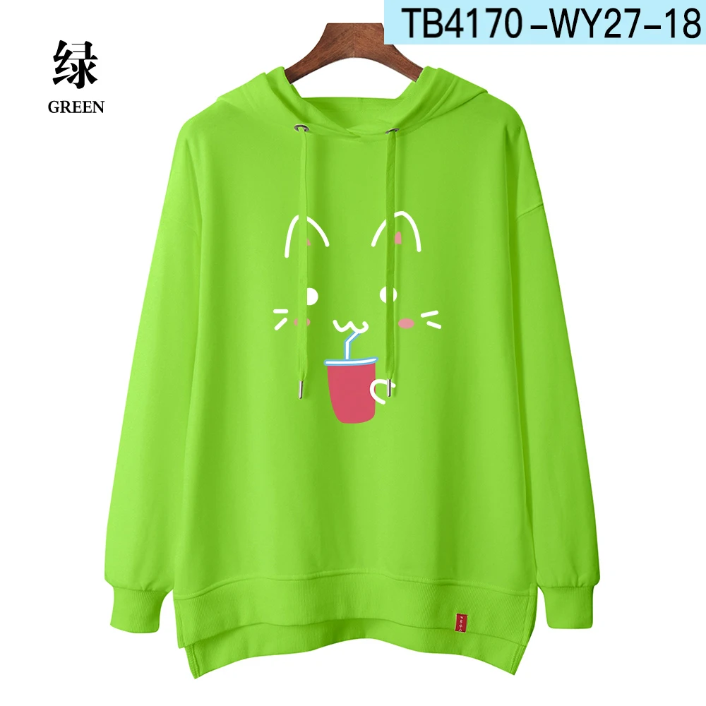 

Женская толстовка с капюшоном в стиле оверсайз, однотонный свитшот для женщин, толстовки, французские махровые топы, высококачественный Чи...