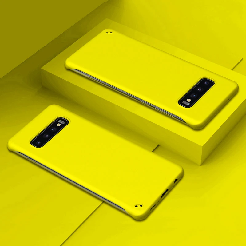 Тонкий Жесткий ПК Безрамное чехол для телефона для samsung Galaxy S9 S10 плюс S10e Примечание 10+ A10 A20 A30 A40 A50 A70 A7 A750 резиновый матовый чехол - Цвет: Цвет: желтый