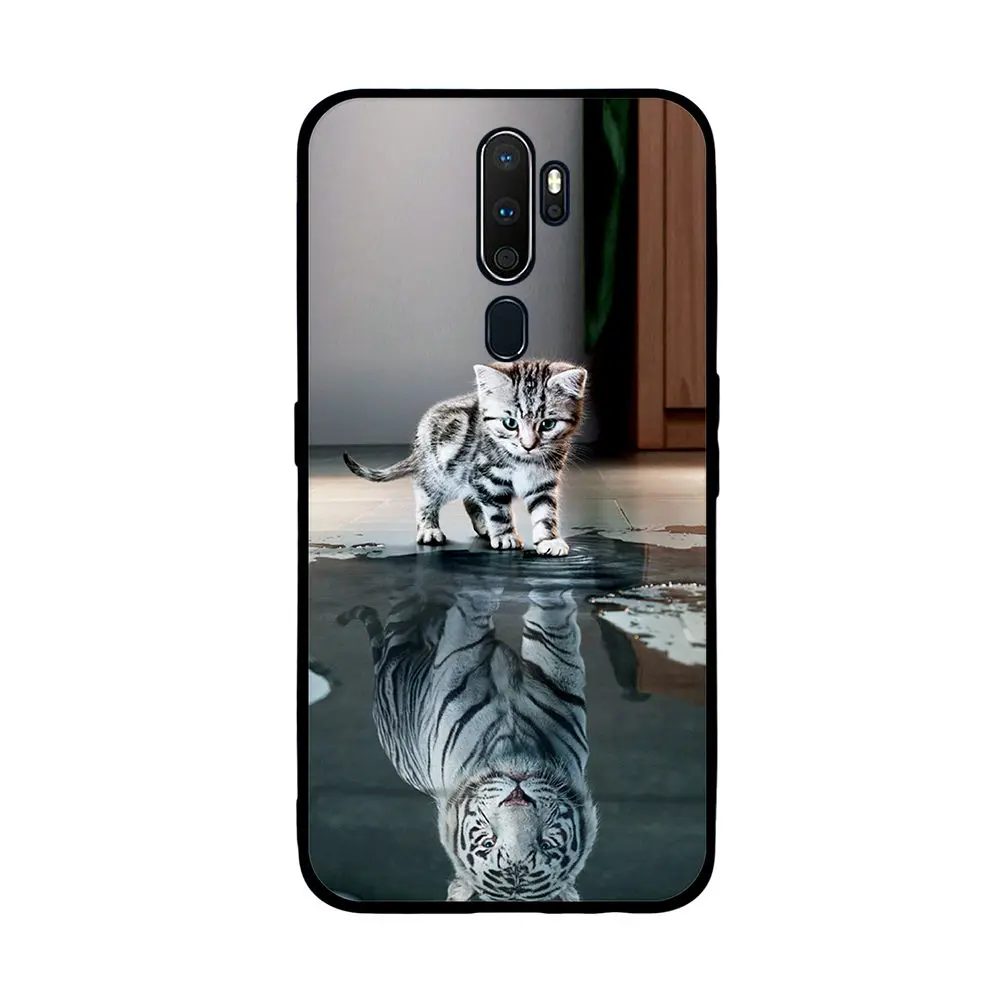 For Oppo A9 A5 2020 Case Cat Painted Silicone Soft TPU Back Phone Cover for Oppo A11X A11 Case Fundas Coque Bumper Etui