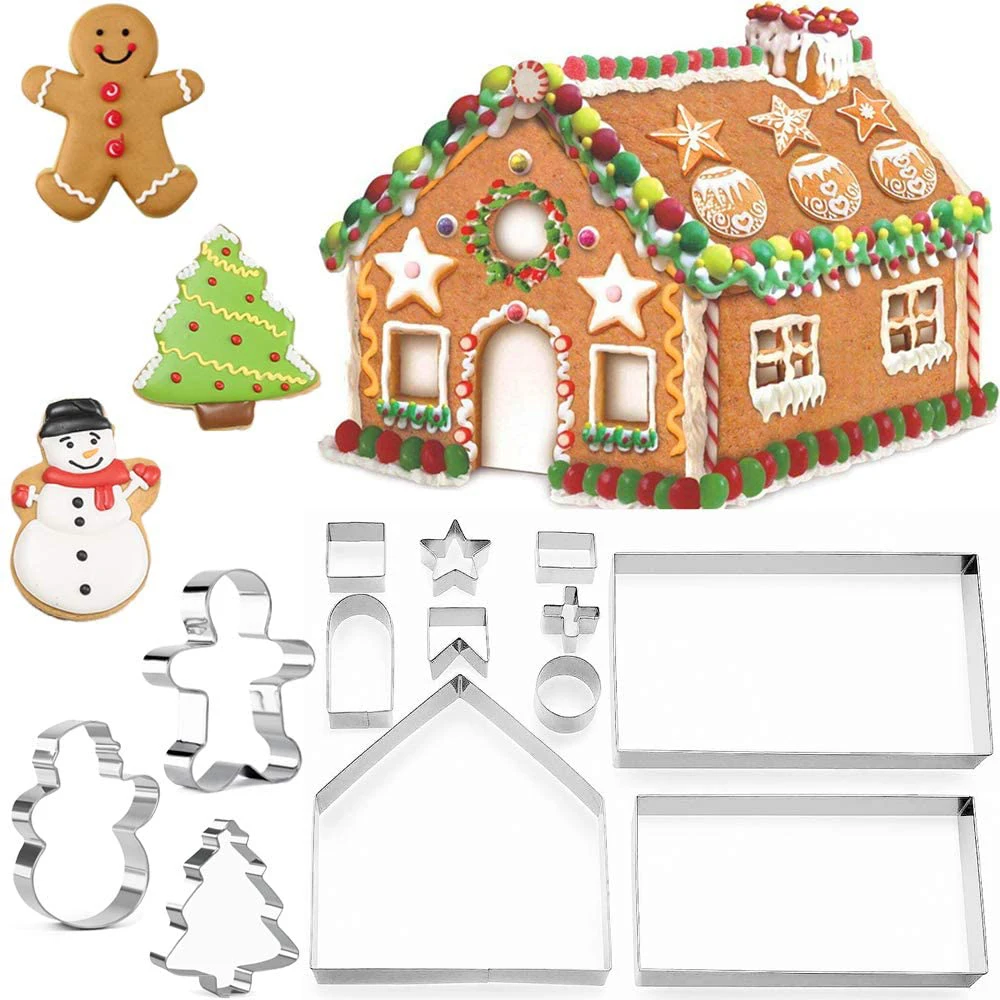 

10pcs/set Luxury Christmas Gingerbread House Cookie Cutter Set Baking Christmas Biscuit Mold Cutters Kit Chocolate House