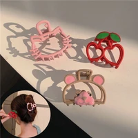 new korean solid cherry hair claw for girl sweet cute bear hairpins women lovely plush clamps claw clip crab barrettes gift