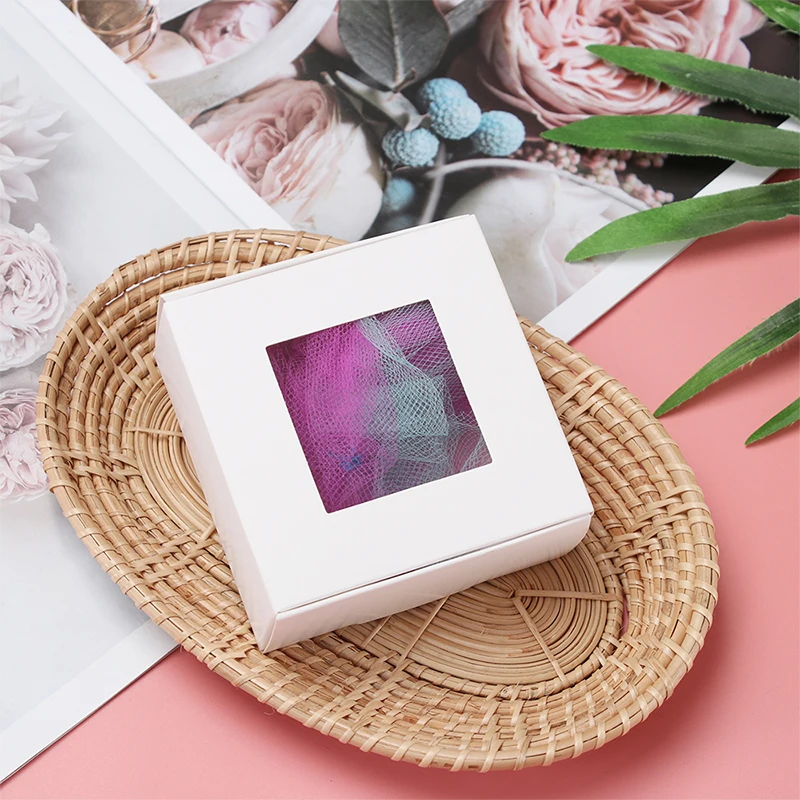 10 шт. крафт Бумага коробка с прозрачным окном Коричневый и белый цвет Праздничная