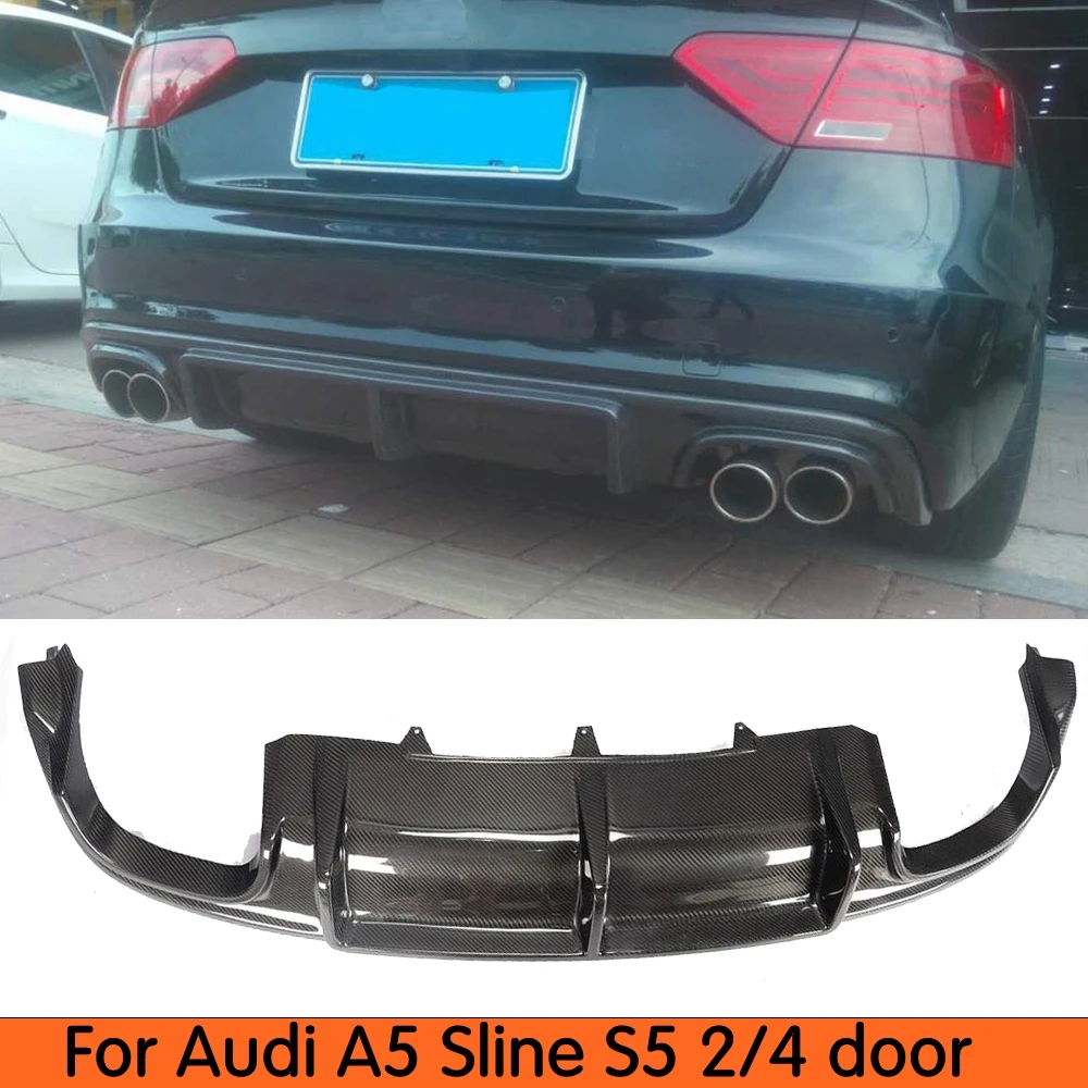 Для A5 углеродного волокна диффузор губа на задний бампер спойлер для Audi Sline S5 2/4