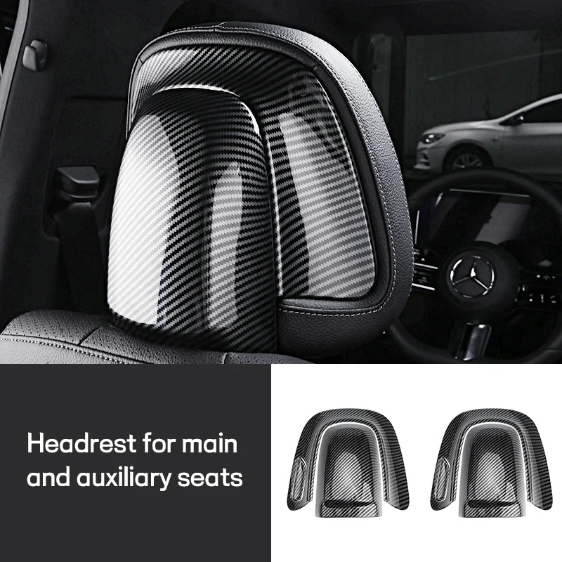 

Car Interior Carbon Fiber Seat Headrest Rear Adjustment Button Trim Cover for Mercedes-Benz C-Class W206 C260 2022 L+R
