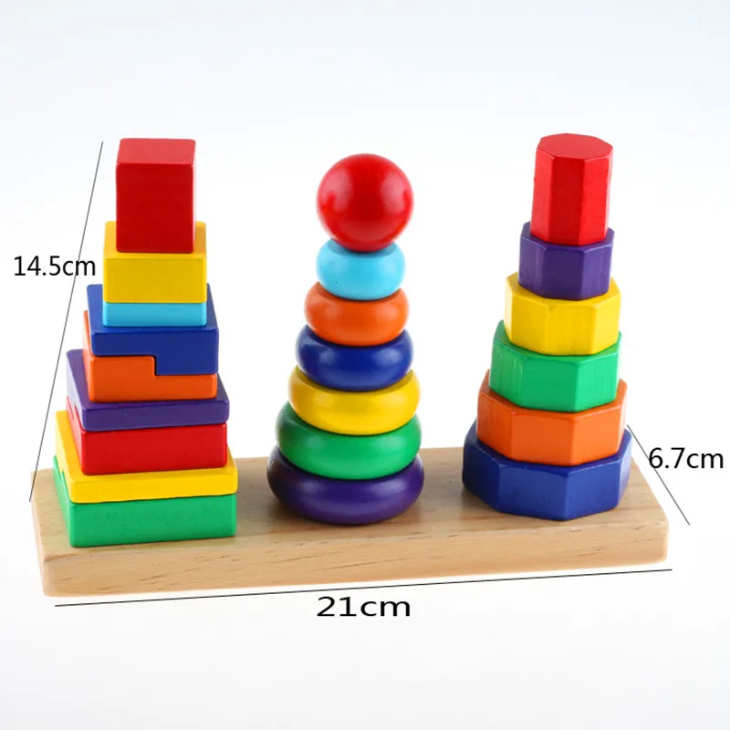 

New wooden toy Color Piling Ring Educational toy Baby toy Free shipping