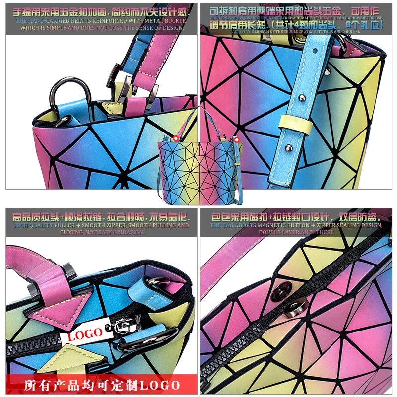 

Women Handbags Crossbody Bags For Women 2021 Geometric Luminous Bag luxury Shoulder Bag Female Tote Holographic
