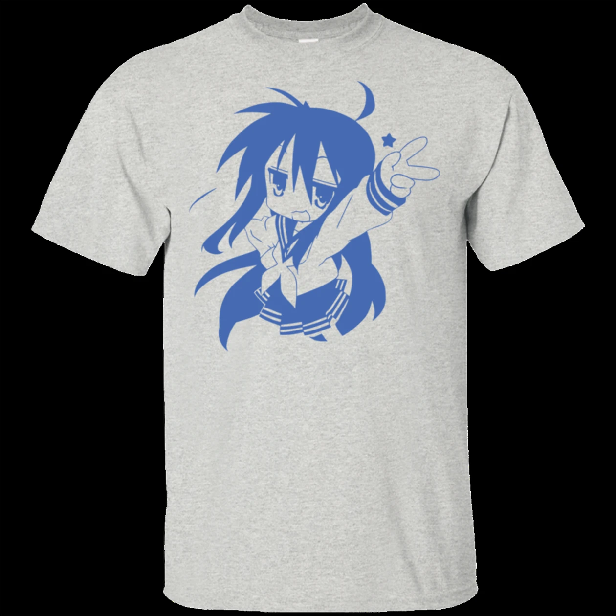 Konata Izumi Lucky Star футболка аниме Япония бело-серая короткая мужская и женская новая
