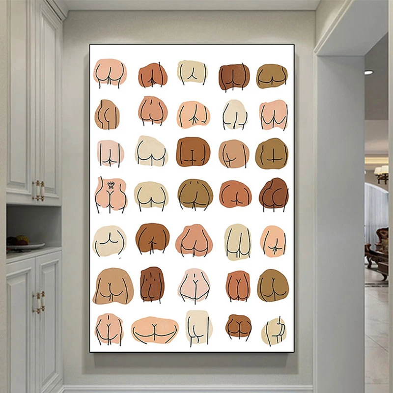 

Bathroom Cute Wall Decor Sexy Butts Collage Modern Toilet Rules Poster Canvas Painting Print Funny Body Sign Pictures Decoration