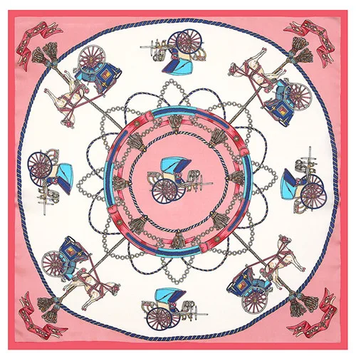 ES190011- PINK POBING шелковый шарф для женщин, европейский модный принт, квадратные шарфы, роскошные банданы, маленький хиджаб, платки, Женский галстук, повязка на голову, 53x53 см - Цвет: ES190011- PINK