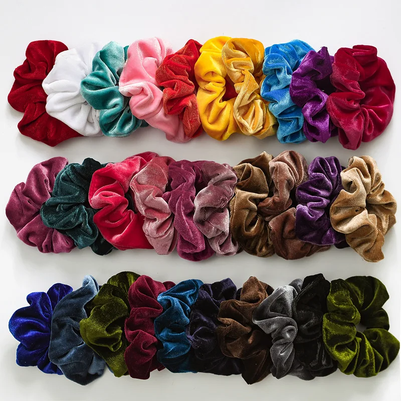 (30 шт./лот) бархатные Однотонные эластичные резинки для волос женские спортивные