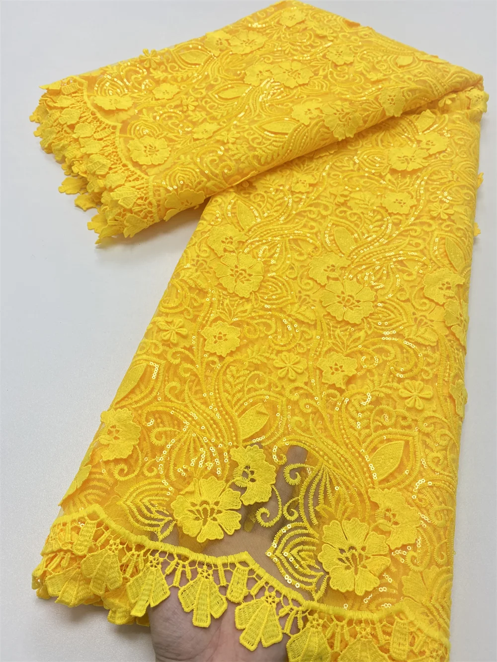 

NI.AI, африканская сухая кружевная ткань с блестками, желтая, 2021, французская кружевная ткань, вышивка, нигерийское Тюлевое кружево, вечерние п...