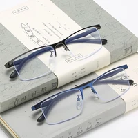 unisex metal half frame anti blue light myopia glasses women men fashion square eyeglasses reading mirror 0 5 to 6 0