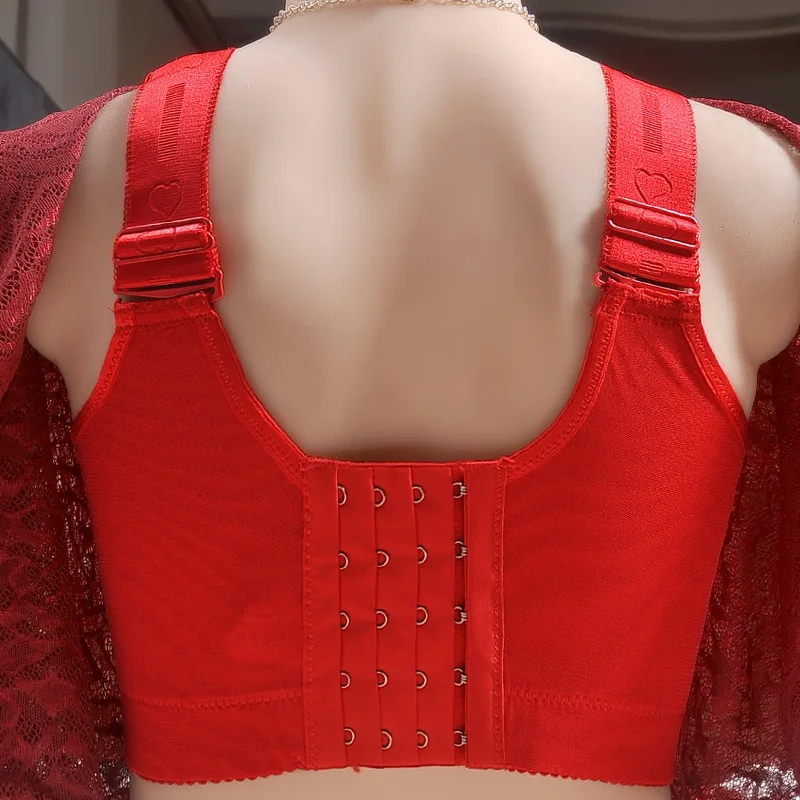 Embroidery Wire Free Bras for Women Push Up Lace Bra Sexy Lingerie Femme 34 to 50 Large size bra