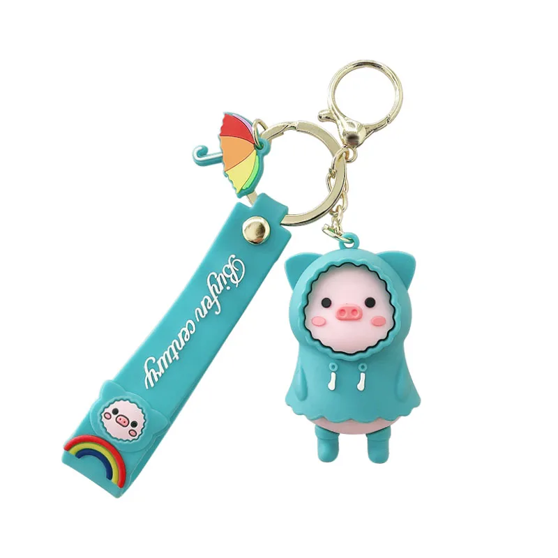 

Creative cartoon raincoat piggy Keychain pendant cute Keychain female bag pendant personalized couple gifts