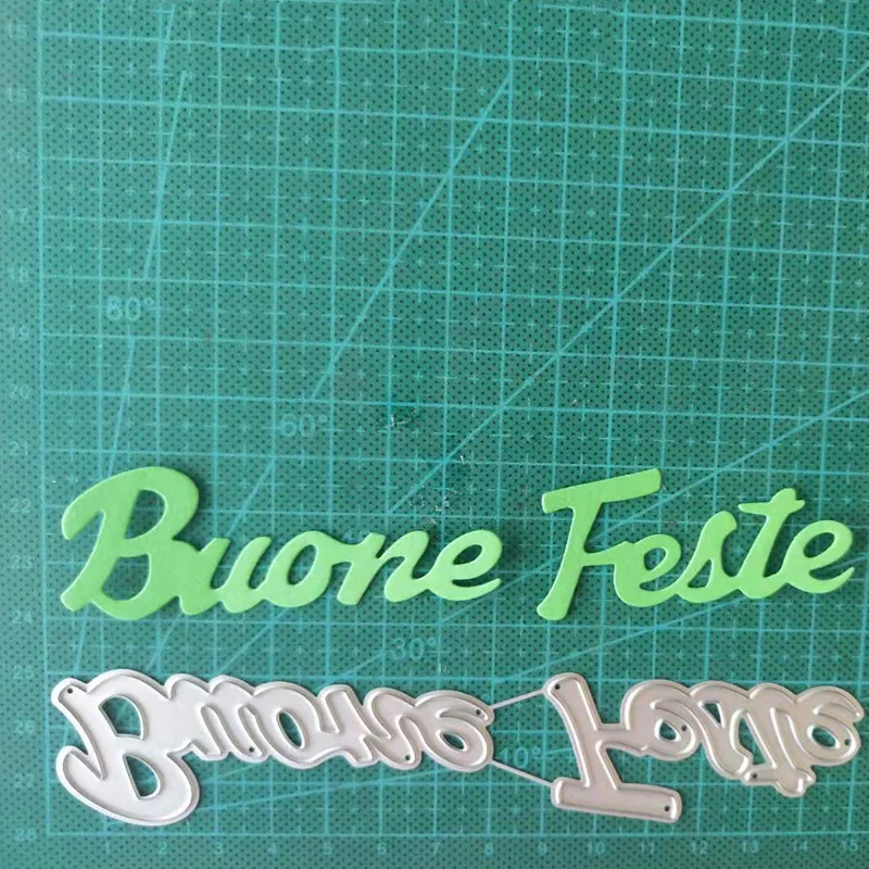 Buon Natale-Juego de troqueles de corte de Metal, letras troqueladas, plantilla de Navidad, sellos y troqueles para manualidades, 2019-1