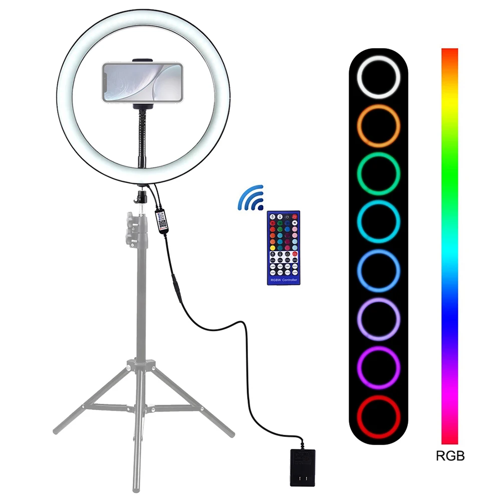 

LEDs Video Ring Light BT Connection Remote Control Brightness Built-in Batterys for Network Broadcast Selfie Facialy Makeup