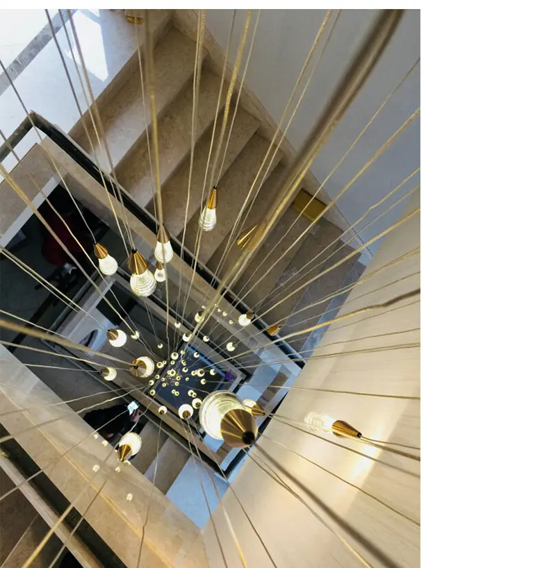 

staircase Long bubble Crystal Chandelier Water Drop lamp Modern led strip crystal drop light Stair Lamp Restaurant Bar lighting