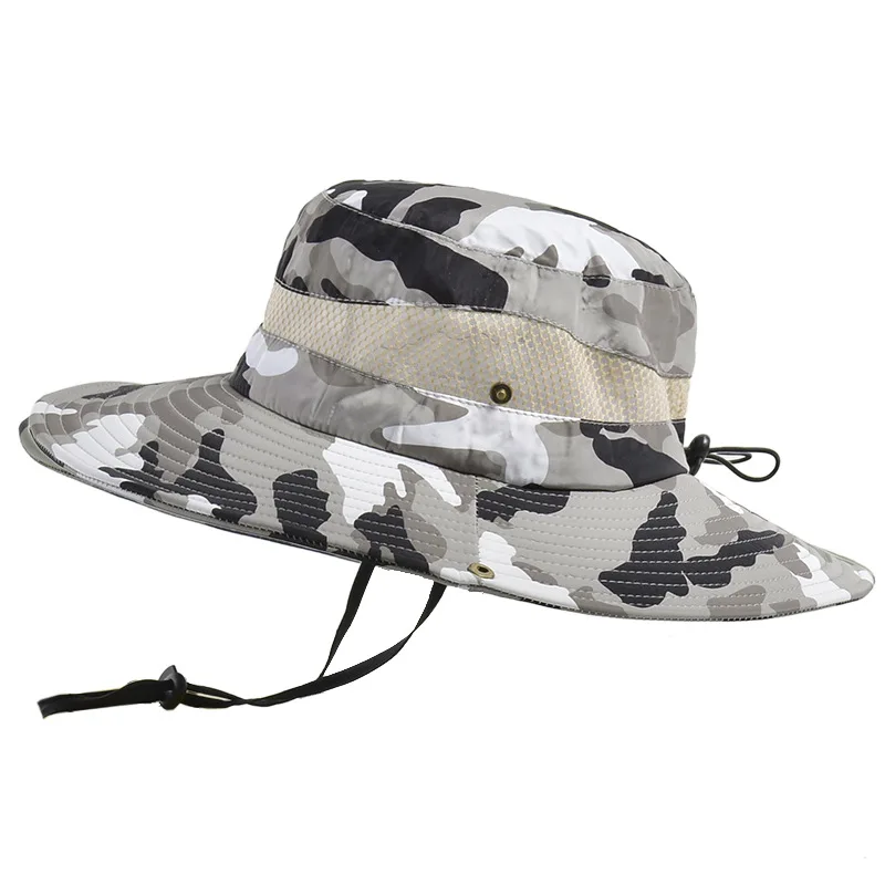 

Outdoor Fisherman Hat Casual Travel Camping Cap Jungle Round Brimmed Mesh Hat Mountaineering Fishing Camouflage Benny Hat